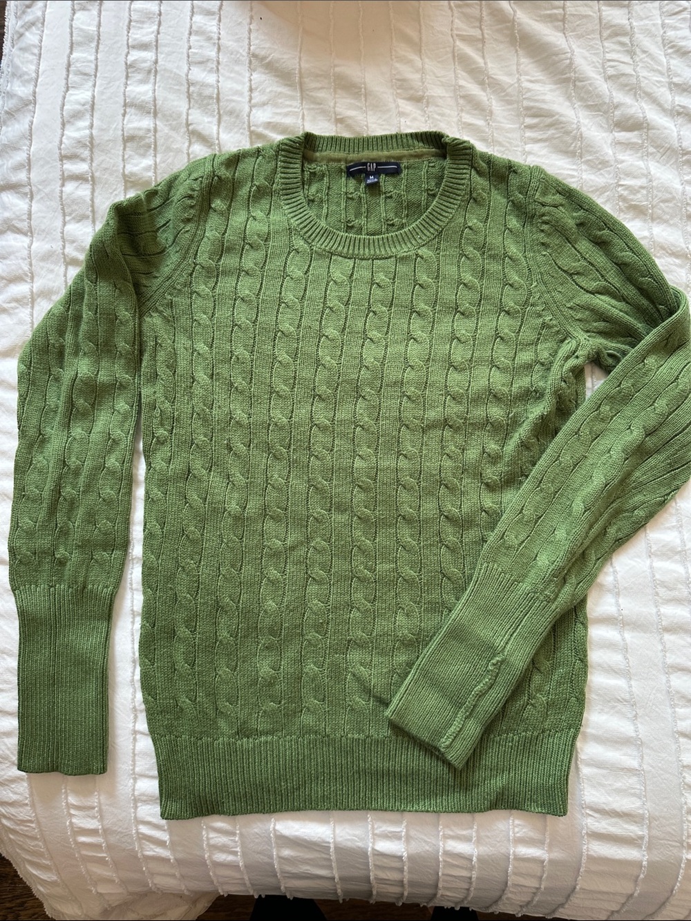 Gap Cable Knit Sweater - green - angora blend - y2k - Size M